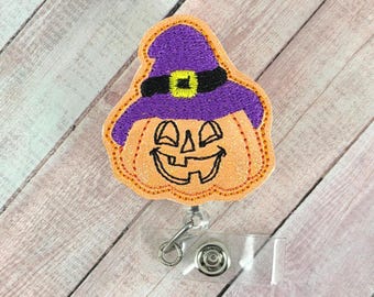 Halloween Pumpkin Witch Badge Reel, Medical ID Badge Holder, Nurse Badge Clip, Retractable Badge Pull, Teacher Lanyard, Interchangeable Clip