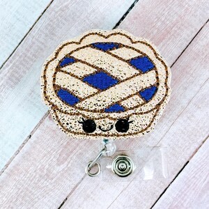 Blueberry Pie Badge Reel, Fall Badge Holder, Thanksgiving Badge Reel, Badge Clip, Autumn Badge Reel, Retractable ID Badge, Gifts for Nurses