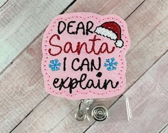 Funny Christmas Badge Reel, Santa Badge Holder, Nurse ID Clip, Retractable Lanyard, Coworker Gift, MRI Safe Badge Buddy Topper, Name Tag