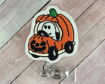 Halloween Ghost Car Badge Reel, Funny Fall ID Badge, Nurse Halloween Badge Holder, Teacher Lanyard, Nurse ID Badge Clip, Badge Buddy