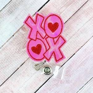XOXO Ausweisrolle, Valentinstag Ausweisclip, Krankenschwester Ausweishalter, einziehbarer Ausweishalter, Schlüsselband, Ausweishalter