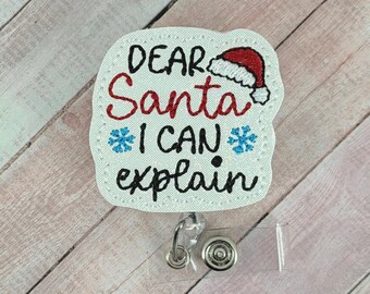 Funny Christmas Badge Reel, Santa Badge Holder, Nurse ID Clip, Retractable Lanyard, Coworker Gift, MRI Safe Badge Buddy Topper, Name Tag