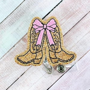 Kokette Cowgirl Stiefel Abzeichen Reel, Krankenschwester Ausweishalter, einziehbare ID Badge, Lehrer Lanyard, Ausweis Clip, Badge Topper, Mitarbeiter Geschenk