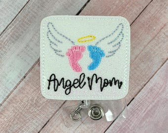 Angel Mom Badge Reel, Nurse Badge Buddy, Coworker Gift, Retractable Badge, Breakaway Lanyard, Nurse Badge, Infant Loss Badge Reel, Nurse ID