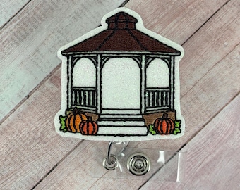 Fall Gazebo Badge Reel, Funny Fall ID Badge, Nurse Halloween Badge Holder, Teacher Lanyard, Nurse ID Badge Clip, Badge Buddy