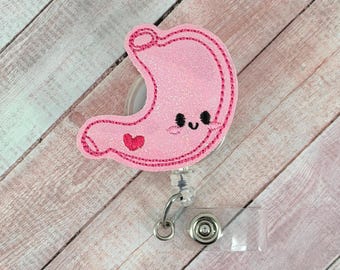 Kawaii Stomach Badge Reel, Gastroenterologist ID Badge, GI Nurse Badge Clip, Retractable Badge Nursing Badge Reel, Medical Badge Topper