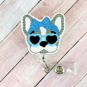 Sommer Französische Bulldogge Abzeichen Reel, Hund ID Ausweishalter, Krankenschwester Ausweis Reel, Lehrer Ausweis Reel, einziehbarer ID Ausweishalter, Badge Clip