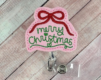 Christmas Badge Reel,  Nurse ID Badge Holder, Retractable ID Badge Pull, Teacher Lanyard, Nurse Coworker Gift, Swappable Badge