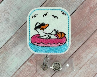 Summer Silly Goose Badge Reel, Funny Badge Holder, Nurse ID Badge, Teacher Lanyard, Retractable Badge Clip, Badge Topper, Coworker Gift