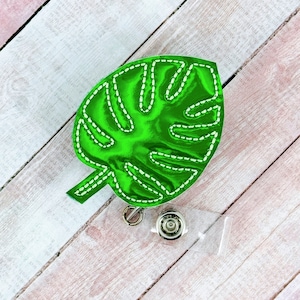 Monstera Leaf Badge Reel, Tropical Nurse Badge Reel, Hospital Badge Reel, Badge Pull, Interchangeable Lanyard, Summer Badge Reel
