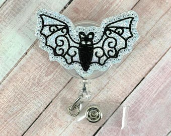 Halloween Bat Badge Reel, Interchangeable Nurse ID Badge Holder, Gifts for Nurses, Lanyard, Fall Badge Reel, Retractable Badge