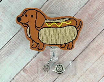Weiner Dog Badge Reel, Funny Dachshund Badge Holder, Nurse ID Badge, Teacher Lanyard, Retractable Badge Clip, Badge Topper, Interchangeable