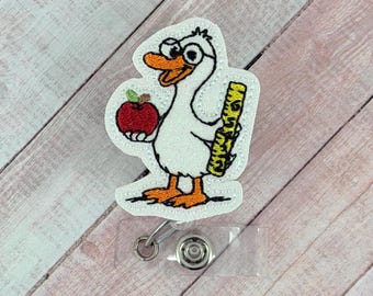 Teacher Goose Badge Reel, Teacher Lanyard, Gifts for Teacher Appreciation, ID Badge Holder, Retractable Badge, School Badge Buddy