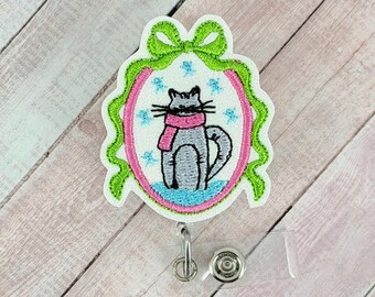 Christmas Cat Badge Reel, Nurse ID Badge Holder, Work Badge Clip, Badge Buddy, Coworker Gift, RN Badge Reel, Medical Badge Reel, Lanyard