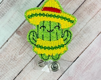 Cactus Badge Reel, Retractable ID Badge Holder, Mexican ID Badge, Nurse Badge Clip, Badge Buddy, Teacher Lanyard, Medical Badge Reel
