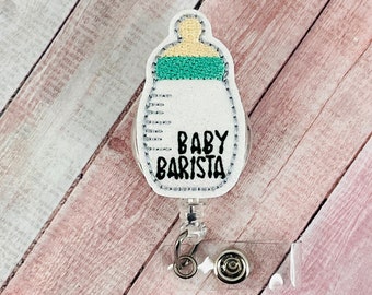 Baby Barista Badge Reel, Labor and Delivery Badge Reel, NICU Nurse Gift, Retractable ID Badge Holder, Badge Pull, Badge Buddy, Badge Clip