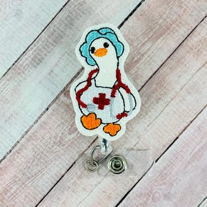 Nurse Silly Goose Badge Reel, Funny Badge Holder, Nurse ID Badge, Teacher Lanyard, Retractable Badge Clip, Badge Topper, Coworker Gift