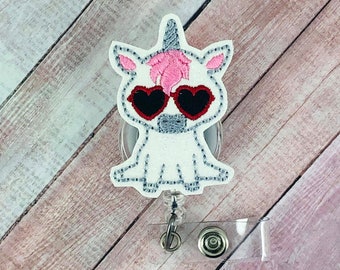Valentine Unicorn Badge Reel - Unicorn Badge Holder-  Badge Reel - ID Badge - Retractable ID Badge Holder - Badge Pull - Unicorn Gift