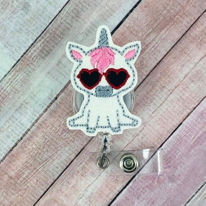 Valentine Unicorn Badge Reel - Unicorn Badge Holder-  Badge Reel - ID Badge - Retractable ID Badge Holder - Badge Pull - Unicorn Gift