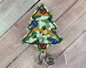 Christmas Tree Badge Reel, Holiday Badge Holder, Nurse Badge Reel, Retractable ID Holder, Teacher Lanyard, Healthcare Worker Gift, Badge Top