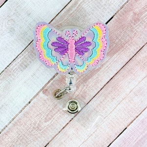 Spring Butterfly Badge Reel, Nurse Badge Holder, Retractable ID Badge Holder, Teacher Lanyard, Nurse Gift, Badge Buddy, Easter Badge Reel
