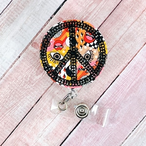 Bobine d'insigne du signe de la paix, porte-badge d'infirmière, enrouleur de badge d'identification rétractable, lanière d'enseignant, cadeaux d'infirmières autorisées, enrouleur de badge rétro, porte-badge