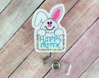 Happy Easter Badge Reel - Easter Badge Reel - Bunny Badge Holder - Badge Reel - Nurse Badge Reel - ID Badge Holder - Badge Holder