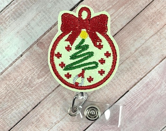 Stethoscope Ornament Badge Reel, Nurse Badge Holder, Christmas ID Lanyard, Coworker Gift, Medical Name Tag, Retractable Badge