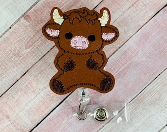 Badgehaspel baby hooglandkoe, badgehouder verpleegkundige, ID-badgeclip, sleutelkoord leraar, cadeau voor verpleegkundigen, cadeaus voor artsen, badge buddy