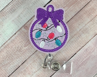Christmas Lights Ornament Badge Reel, Nurse Badge Holder, Teacher ID Lanyard, Coworker Gift, Medical Name Tag, Retractable Badge