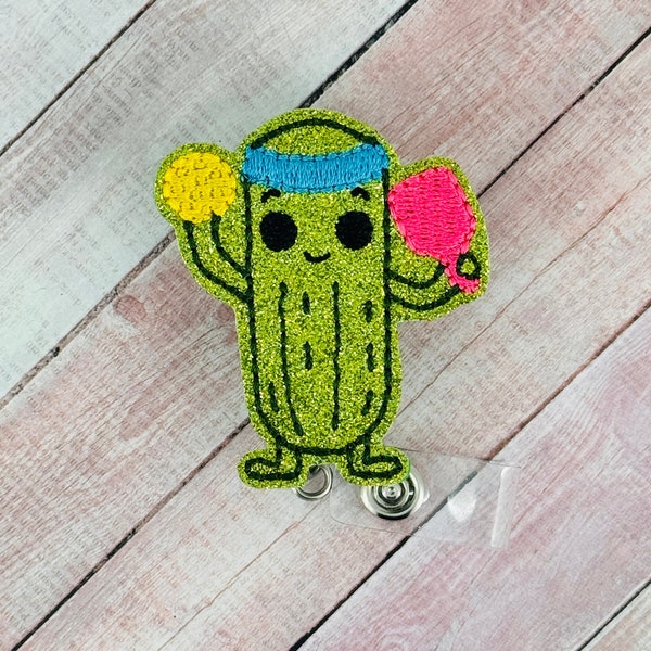 Pickleball Pickle Badge Reel, Funny Badge Holder, Nurse ID Badge Clip, Retractable Badge Pull, Teacher Lanyard, Funny Coworker Gift