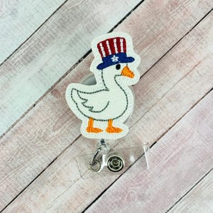Fourth of July Badge Reel, Silly Goose Badge Holder, Nurse ID Holder, Interchangeable Badge Buddy Topper, Funny Badge Reel
