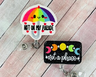 Pride Badge Reel, Rainbow Badge, LGBTQ+ Badge Reel, ID Badge, Not a Phase Badge Reel, Badge Clip, ID Holder, Lanyard, Nurse Badge Reel