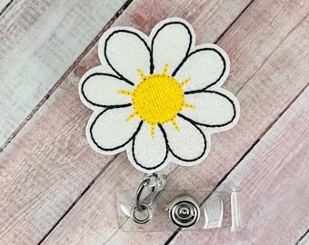 Daisy Badge Reel, Nurse Badge, Retractable ID Badge Holder, Flower Badge Reel, Nurse Gifts, Teacher Lanyard, Retro Badge Reel