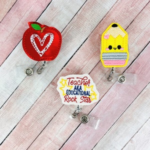 Teacher Badge Reel, Teacher Lanyard, Retractable ID Badge Holder, Badge Pull, ID Badge Holder, Teacher Appreciation Gift