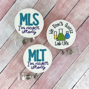 Lab Life Badge Reel, MLT Badge Reel, MLS Badge Reel, Lab Tech Badge Holder, Retractable ID Badge, Science Badge Reel