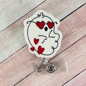 Ghost Shades Badge Reel, Nurse Retractable ID Badge Holder, Halloween Badge Clip, Medical Badge Clip, Coworker Gift, Badge Buddy, Nurse Gift