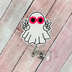 Retro Peace Ghost Abzeichen Reel, Halloween ID Abzeichen, Krankenschwester Herbst Abzeichen Halter, Lehrer Schlüsselband, Glitzer Abzeichen Reel, ID Halter, austauschbar