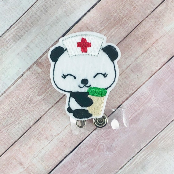 Bobine d'insigne de café Panda infirmière, insigne de café, porte