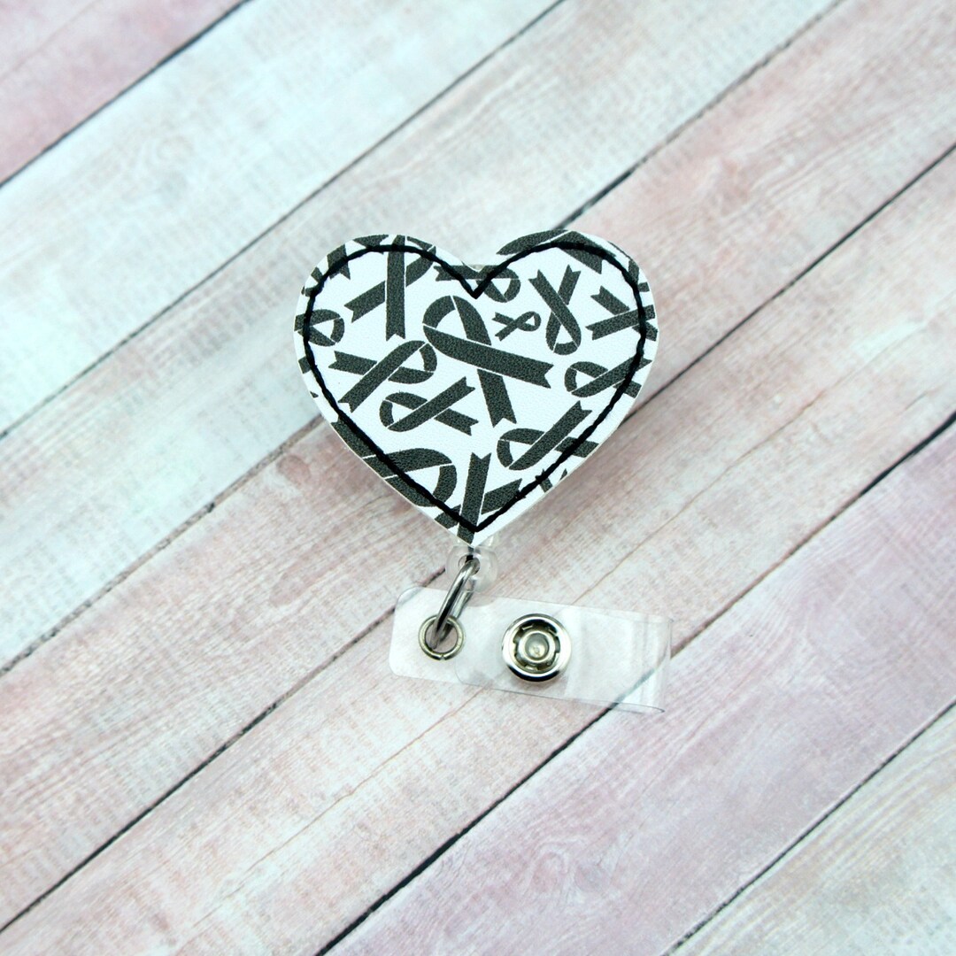 Black Ribbon Badge Reel Melanoma Awareness Nurse Badge Etsy