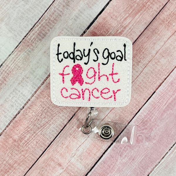 Breast Cancer Badge Reel, Fight Cancer Badge Clip, Gift for Nurse, Pink Ribbon Badge Holder, Oncology Nurse Gift, Badge Buddy