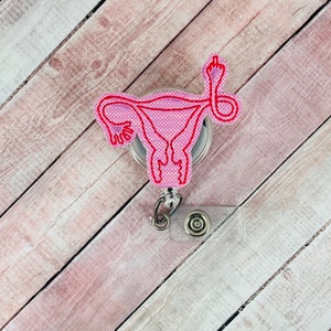 FUterus Badge Reel, Uterus Badge Holder, OBGYN Badge Reel, Labor and Delivery Badge Reel, Retractable ID Badge Holder, Nurse Badge Reel