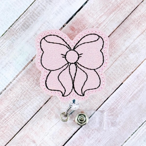 Coquette Pink Bow Badge Reel, Nurse Badge Holder, Pretty Badge Reel, Girly Bow Badge Reel, Retractable ID Badge Reel, Badge Reel Topper