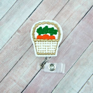 Carrot Basket Badge Reel - Carrot Badge Reel - Easter Badge Reel - Spring Badge Holder - Badge Holder - Badge Pull - Lanyard