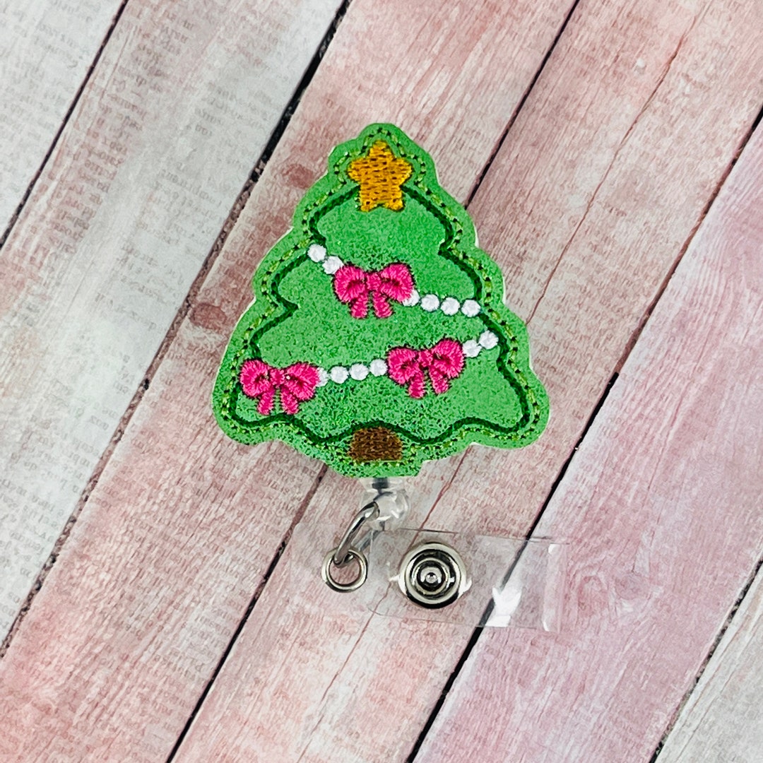 Christmas Tree Badge Reel, Nurse ID Badge Holder Clip, Teacher Lanyard