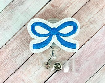 Coquette Blue Bow Badge Reel, Nurse Badge Holder, Pretty Badge Reel, Girly Bow Badge Reel, Retractable ID Badge Reel, Badge Reel Topper
