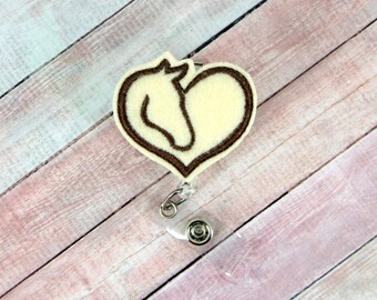 Horse Heart Badge Reel, Nurse Badge Reel, Retractable ID Badge Holder, Teacher Lanyard, Gifts for Nurses, Name Badge Holder