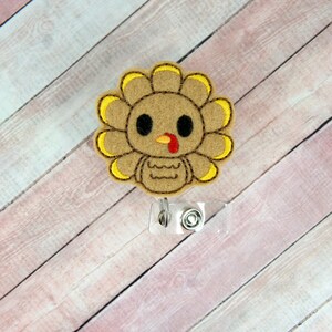 Turkey Badge Reel, Thanksgiving Badge Reel, Fall Badge Holder, Retractable ID Badge Buddy, Name Tag Holder, Badge Pull