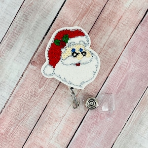 Vintage Santa Badge Reel, Winter Badge Clip, Nurse ID Holder, Winter Badge Reel, Medical ID Clip, Christmas Badge Reel, Funny Badge Reel