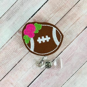 Floral Football Badge Reel, Nurse ID Badge Holder, Doctor Gifts, Retractable ID Badge Clip, Interchangeable Badge Buddy Topper, RN Gifts